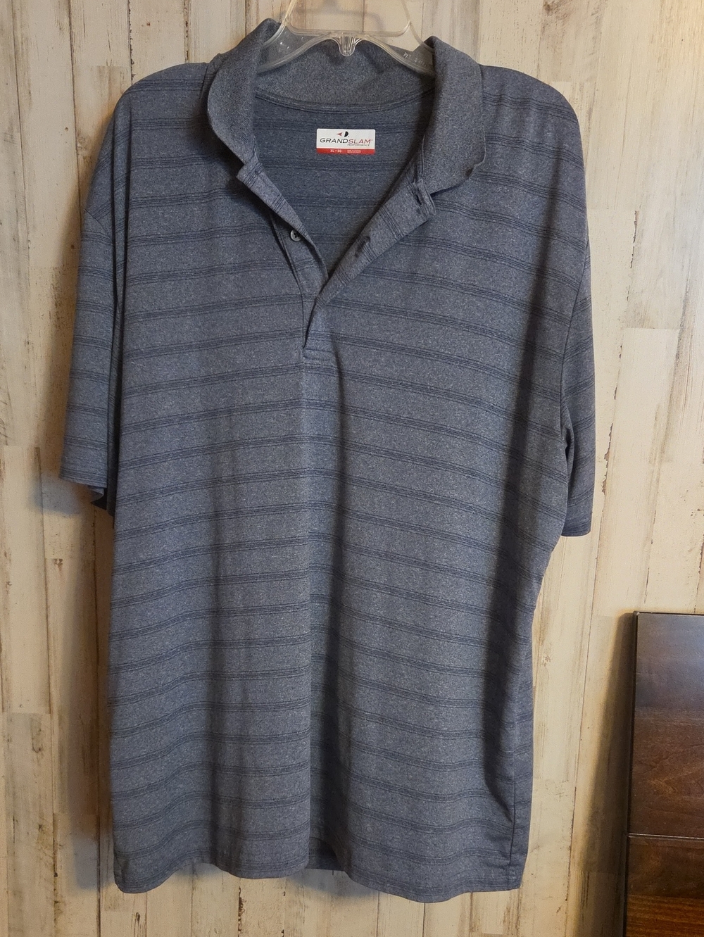 Grand Slam Men's Striped Slate Blue Polo